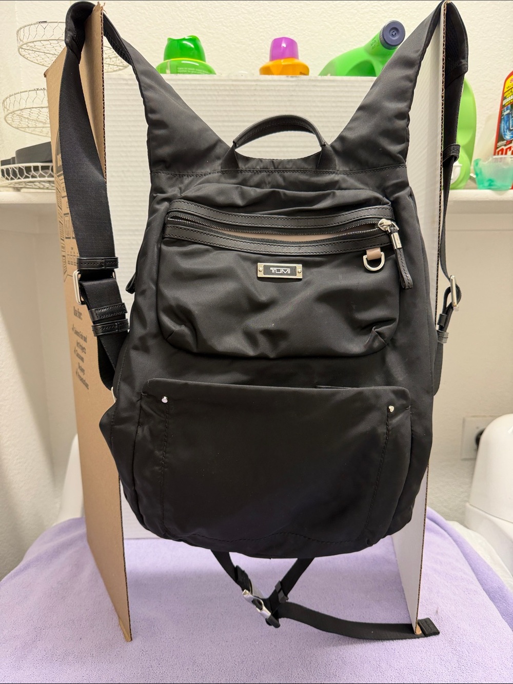 Tumi Black Nylon Men's Backpack with Front Pockets